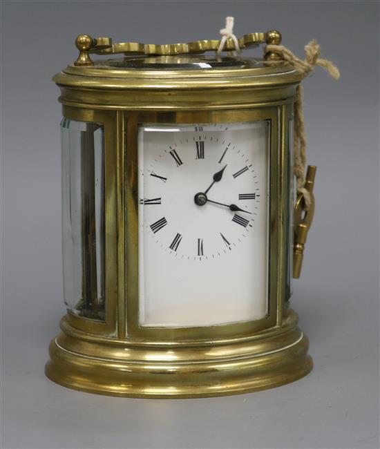 An oval carriage clock